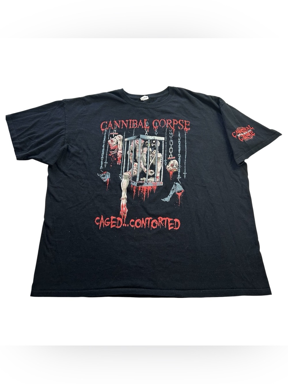 Vintage Cannibal Corpse Caged Contorted T-Shirt 3XL Black Death Metal Band Tee